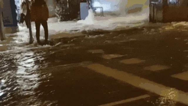 Madrid Airport Flood Scene