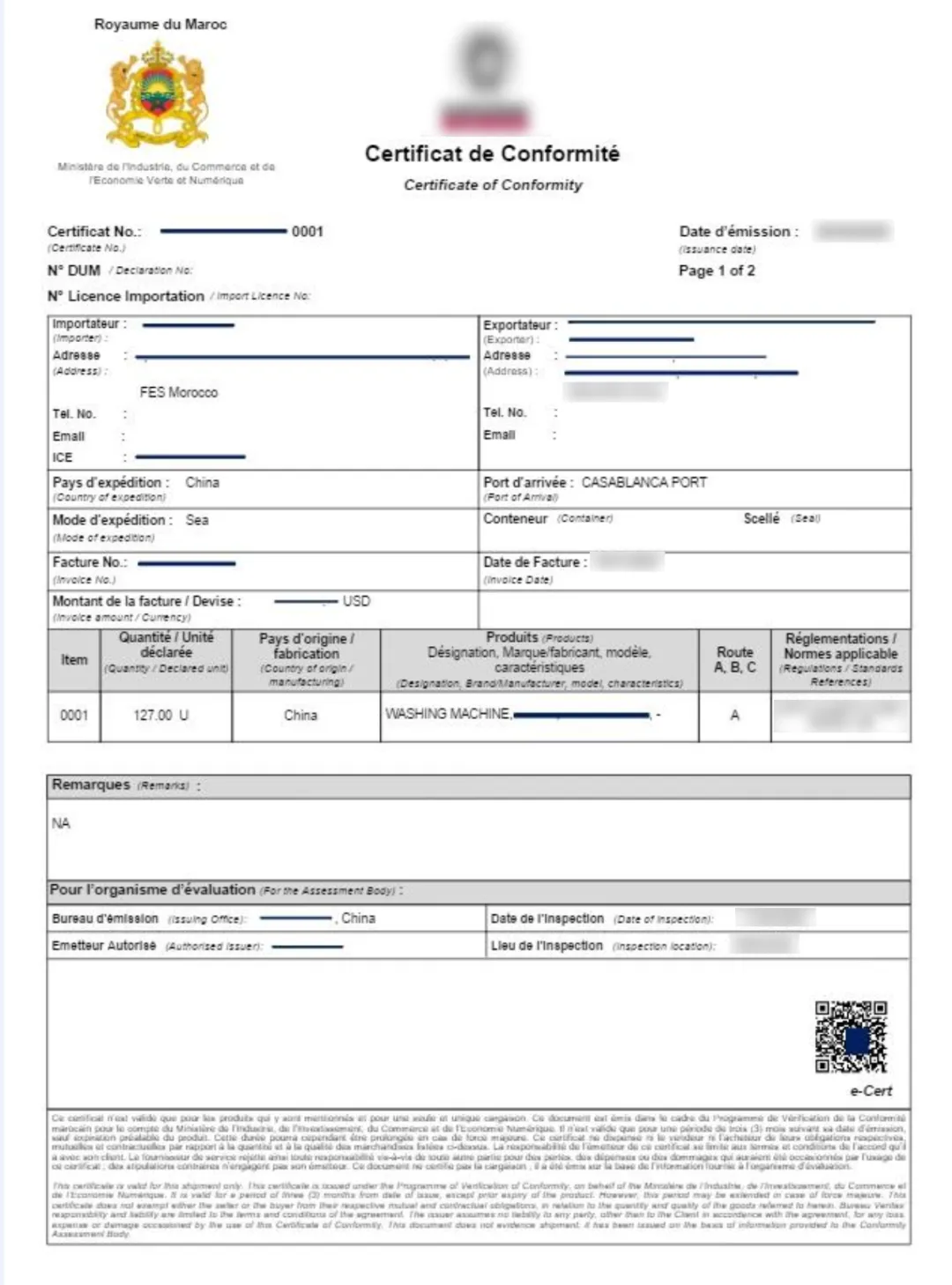 Morocco COC certification challenges